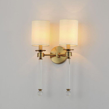 Maxim Lighting 16108WTCLHR Lucent 2 Light Heritage Brass Wall Sconce - Lit Straight-On View