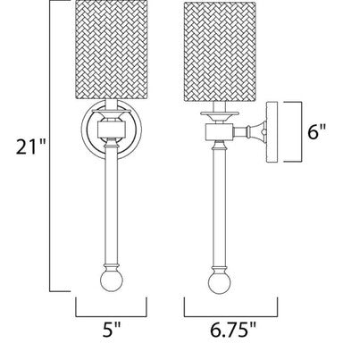 Maxim Lighting 16109WTCLPN Lucent 1 Light Polished Nickel Wall Sconce - Dimensions Diagram