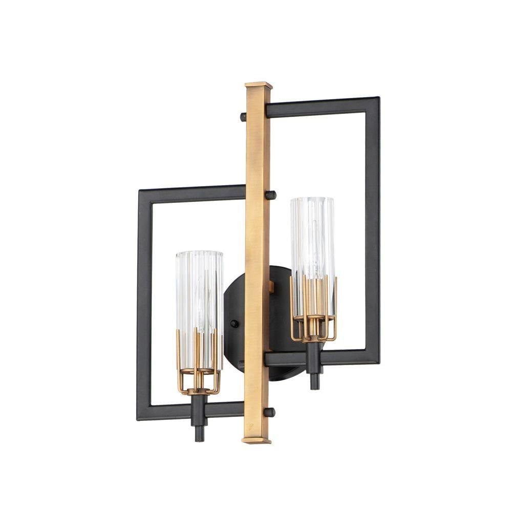 Maxim Lighting 16112CLBKAB Flambeau 2 Light Black Antique Brass Wall Sconce - Front View