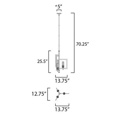 Maxim Lighting 16113CLBKAB Flambeau Pendant - Dimension Diagram