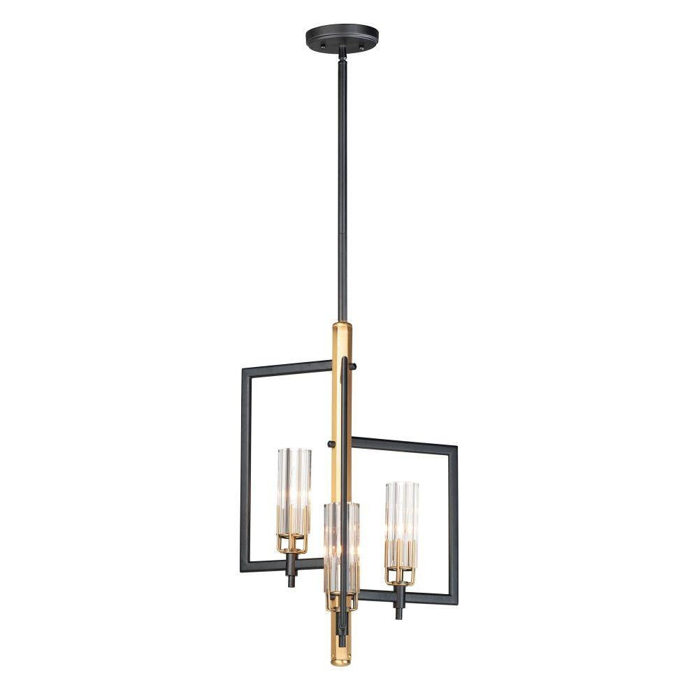 Maxim Lighting 16113CLBKAB Flambeau 3 Light Pendant - Full View on White Background