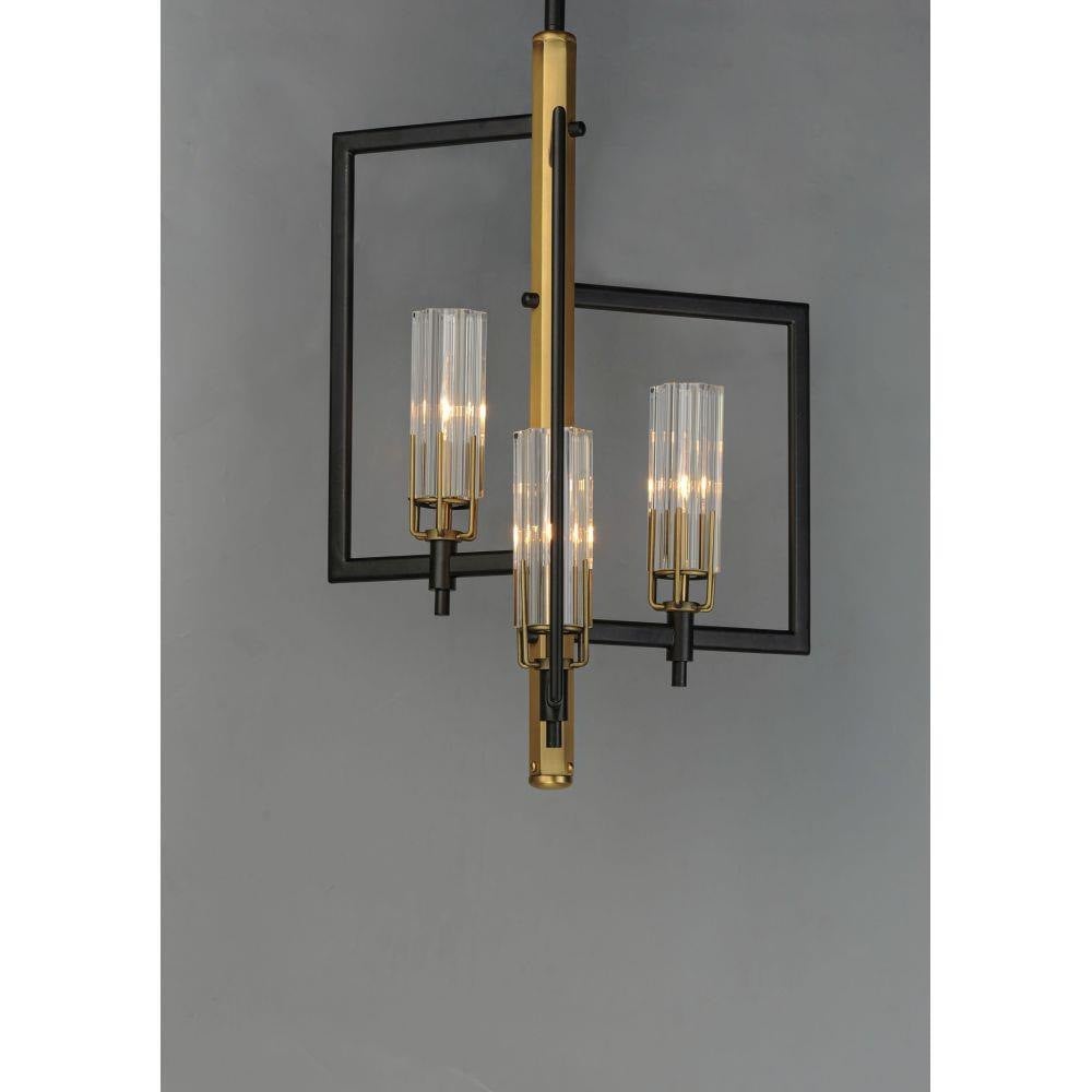 Maxim Lighting 16113CLBKAB Flambeau 3 Light Black and Antique Brass Pendant Ceiling Light - Main View
