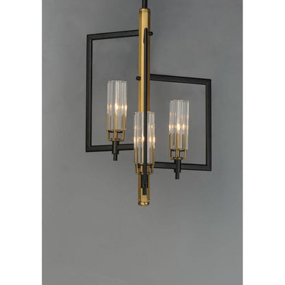 Maxim Lighting 16113CLBKAB Flambeau 3 Light Black and Antique Brass Pendant Ceiling Light - Main View