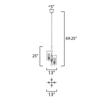 Maxim Lighting 16114CLBKAB Flambeau Pendant Ceiling Light Dimension Diagram 13 Inch Wide 25 Inch High