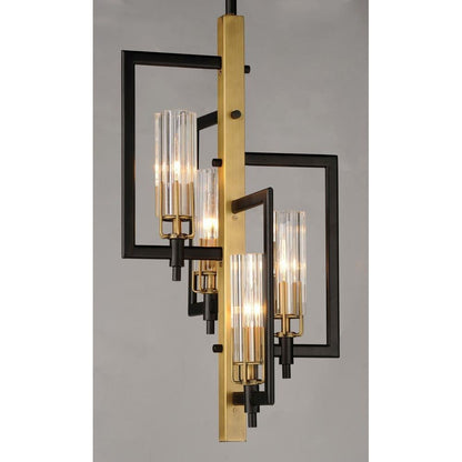 Maxim Lighting 16114CLBKAB Flambeau 4 Light Pendant Black and Antique Brass Close-Up View