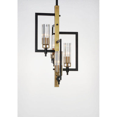 Maxim Lighting 16114CLBKAB Flambeau 4 Light Pendant Black and Antique Brass Side Profile View
