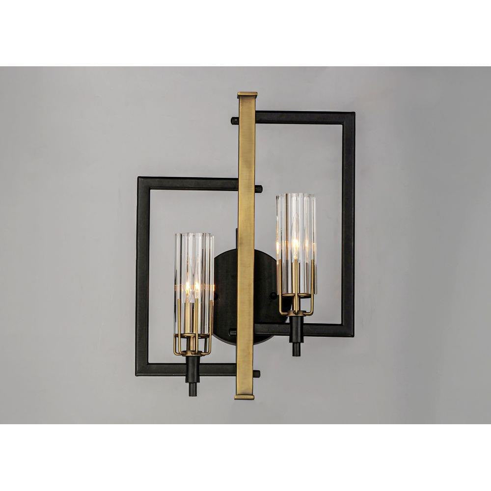 Maxim Lighting 16115CLBKAB Flambeau 2 Light Wall Sconce - Close-Up Front View