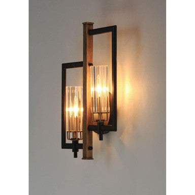 Maxim Lighting 16115CLBKAB Flambeau 2 Light Wall Sconce - Illuminated Lifestyle View