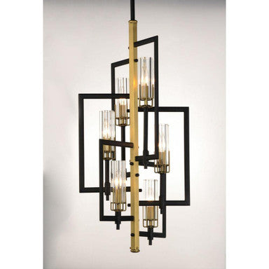 Maxim Lighting 16116CLBKAB Flambeau 6 Light Black and Antique Brass Chandelier - Alternate Angle View