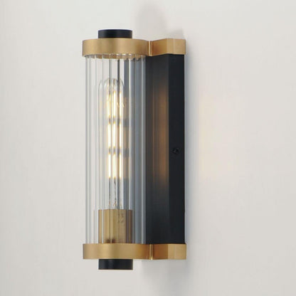 Maxim Lighting 16120CRBKAB Opulent Outdoor Wall Sconce Installed on Wall - Angled Side View