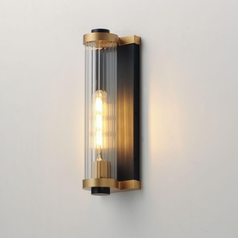 Maxim Lighting 16121CRBKAB Opulent Outdoor Wall Sconce in Black with Aged Brass - Lifestyle Angle View
