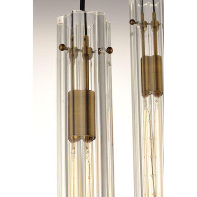 Maxim Lighting 16123CLBKAB Flambeau 3 Light Chandelier - Detail of Antique Brass Socket and Glass