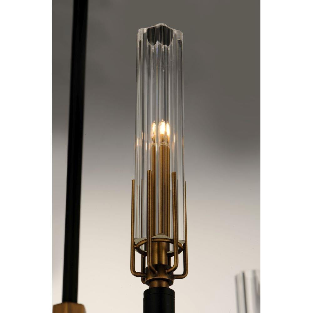 Maxim Lighting 16125CLBKAB Flambeau Chandelier Clear Glass Shade Detail
