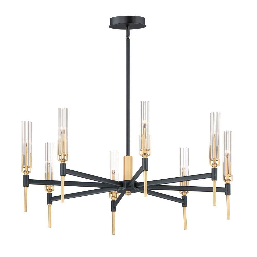 Maxim Lighting 16128CLBKAB Flambeau 8 Light 33 Inch Black and Antique Brass Chandelier Ceiling Light