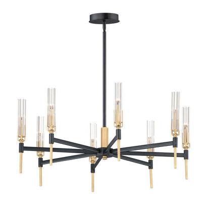 Maxim Lighting 16128CLBKAB Flambeau 8 Light 33 Inch Black and Antique Brass Chandelier Ceiling Light