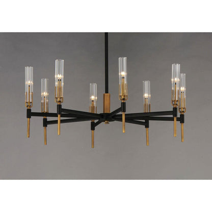 Maxim Lighting 16128CLBKAB Flambeau 8 Light Chandelier Angle View in Black and Antique Brass