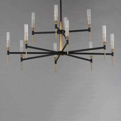 Maxim Lighting 16129CLBKAB Flambeau 12 Light Chandelier in Antique Brass with Black finish - angled view