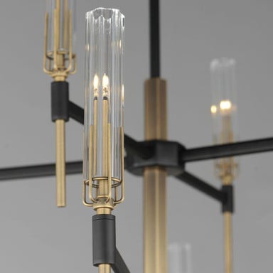 Maxim Lighting 16129CLBKAB Flambeau - close-up detail of clear glass shade and antique brass socket