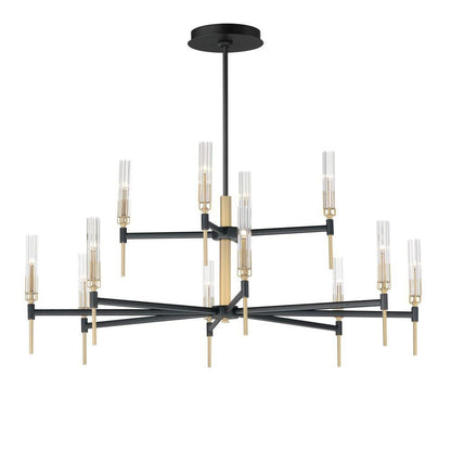 Maxim Lighting 16129CLBKAB Flambeau 12 Light Chandelier in Antique Brass with Black finish - full view on white background