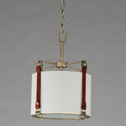 Maxim Lighting 16133FTWZBSD Sausalito 1 Light Weathered Zinc Pendant with Linen Shade and Suede Straps - Side View