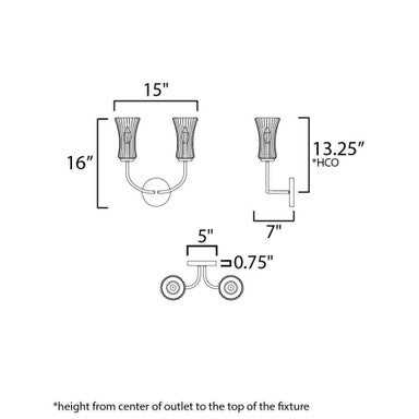 Maxim Lighting 16152CRNAB Camelot Wall Sconce Dimensions Diagram
