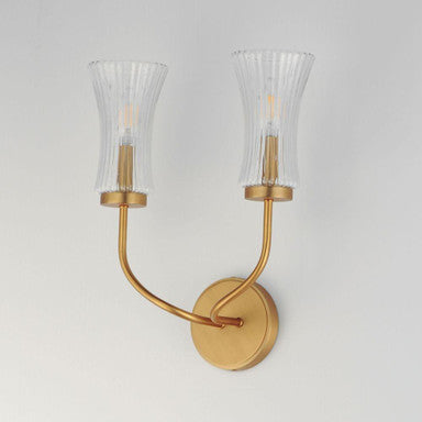 Maxim Lighting 16152CRNAB Camelot 2 Light Wall Sconce Angle View Natural Aged Brass