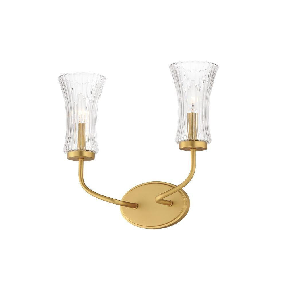 Maxim Lighting 16152CRNAB Camelot Wall Sconce Side View Natural Aged Brass Clear Ribbed Glass