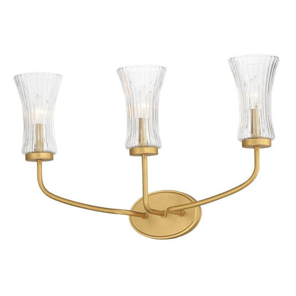 Maxim Lighting 16153CRNAB Camelot 3 Light Natural Aged Brass Wall Sconce with Clear Ribbed Glass Shades