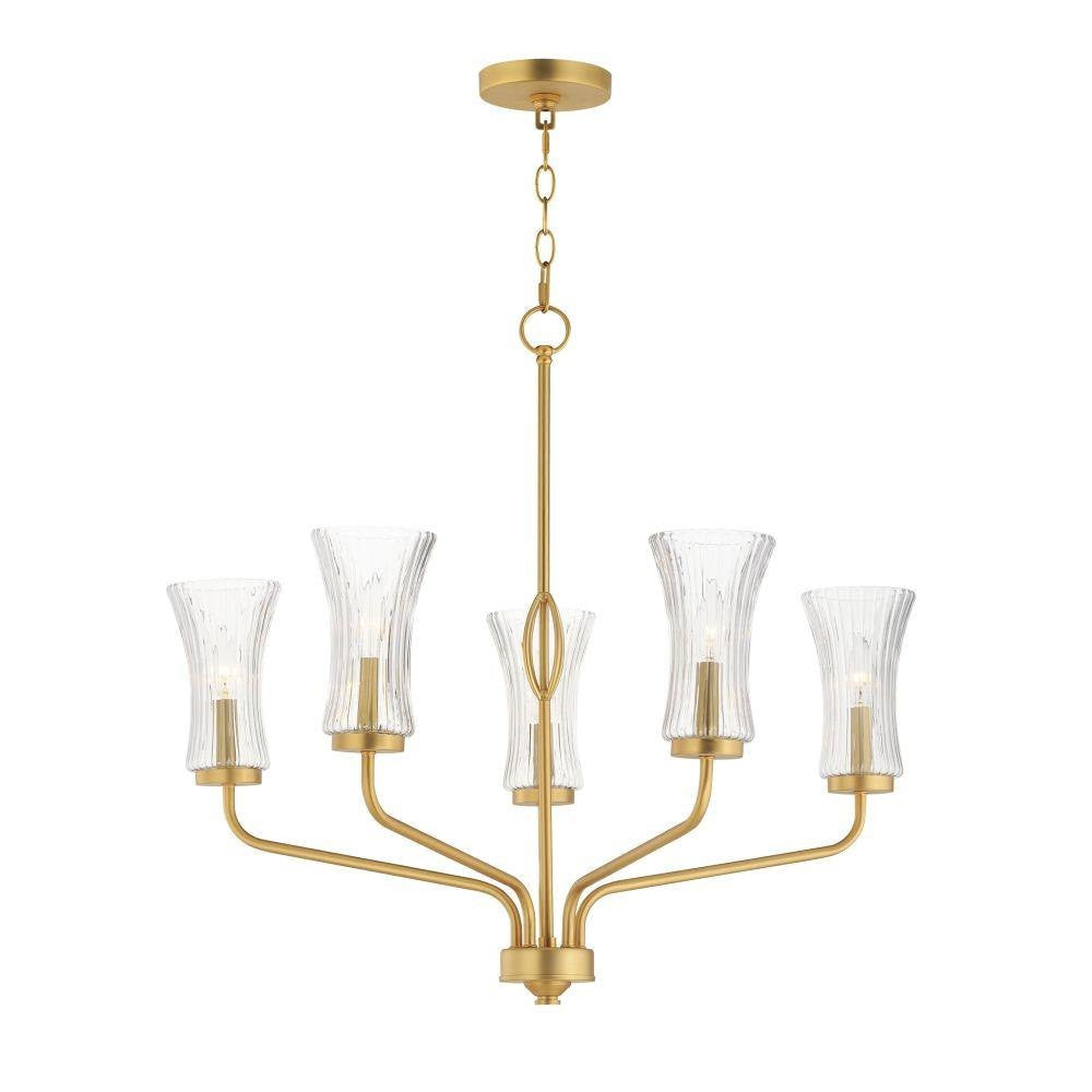 Maxim Lighting 16155CRNAB Camelot 5 Light Natural Aged Brass Chandelier - Full View on White