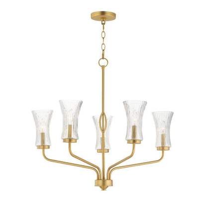 Maxim Lighting 16155CRNAB Camelot 5 Light Natural Aged Brass Chandelier - Full View on White