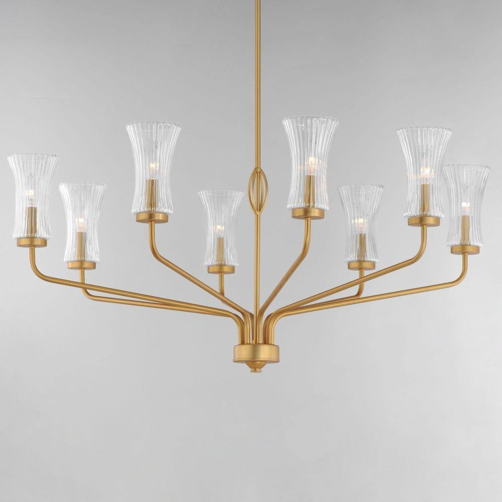 Maxim Lighting 16158CRNAB Camelot 8 Light Chandelier Natural Aged Brass Finish Full View on Gray Background