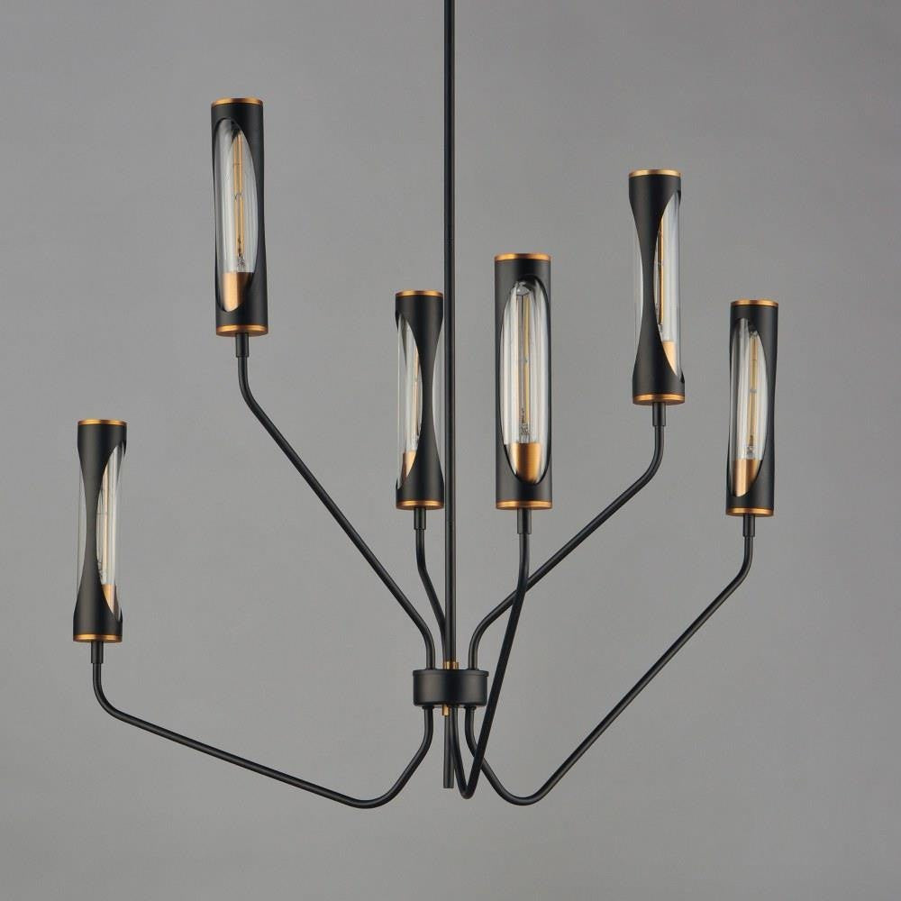 Maxim Lighting 16176CLBKAB Regent 6 Light 36 Inch Black/Antique Brass Pendant Ceiling Light - Close-Up Detail