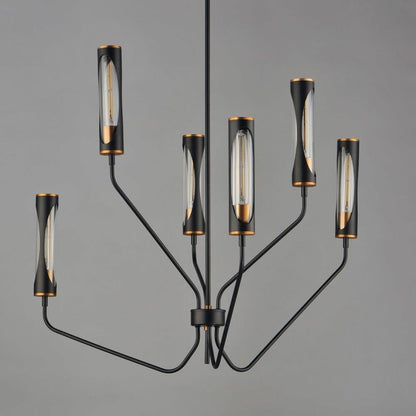 Maxim Lighting 16176CLBKAB Regent 6 Light 36 Inch Black/Antique Brass Pendant Ceiling Light - Close-Up Detail