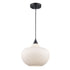 Pendant light side view with white ribbed glass shade
