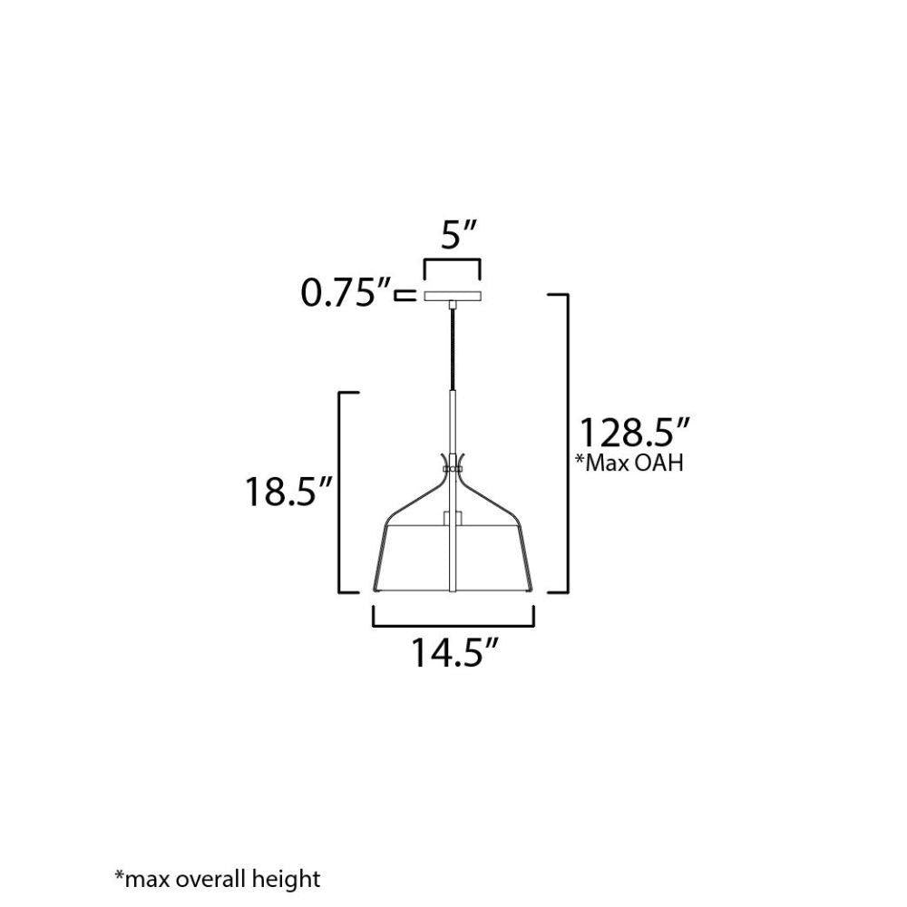 Maxim Lighting 16181WLNAB Bandera Pendant Dimensions Diagram 14.5 inch Wide 18.5 inch Tall