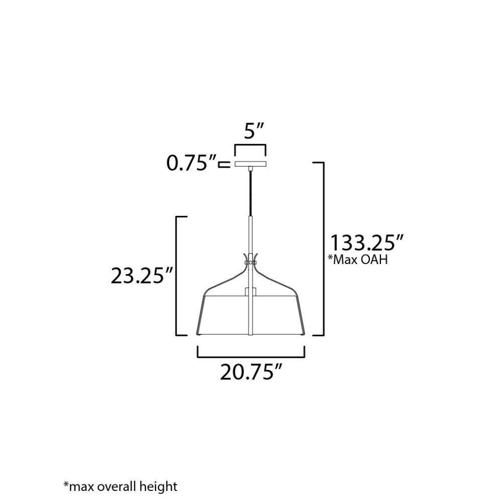 Maxim Lighting 16183OMDBZ Bandera Pendant Ceiling Light - Dimension Diagram