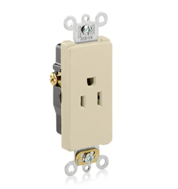 Leviton 16251-I Commercial Grade Decora Receptacle, 15 Amp, 125 Volt