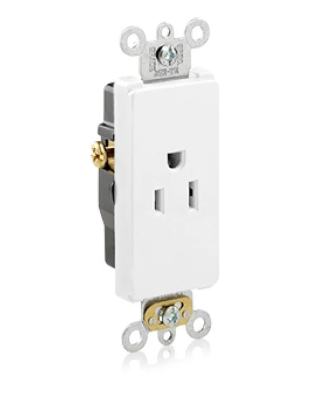 Leviton 16251-W Commercial Grade Decora Receptacle, 15 Amp, 125 Volt