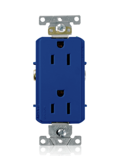 Leviton 16262-BIG Decora Plus 2-Pole 3-Wire Duplex Receptacle Outlet, Heavy-Duty Industrial Grade, Smooth Face, 15A, 125V, Back or Side Wire, Isolated Ground, NEMA 5-15R, Self-Grounding, Brown