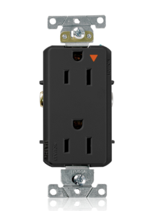 Leviton 16262-EIG 15A Decora Plus Isolated Ground Duplex Receptacle/outlet, Self-grounding, Back/Side Wire, Black Finish