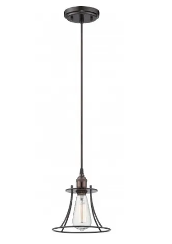 Nuvo 60-5511 Vintage 8.25" 1-Light Caged Mini Pendant Light, Wattage 100W, Rustic Bronze