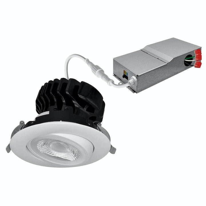 EnvisionLED LED-DLJBX-ADJ-4-18W-5CCT-WH-R SnapTrim-Line: 4" Gimbal Downlights Canless Series, White Finish