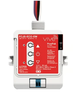 Lutron FCJS-ECO-EM Lutron VIVE Emergency PowPak Wireless Control Module for EcoSystem Ballasts and Drivers
