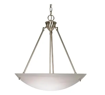 Nuvo 60-370 23" Pendant Light w/ Alabaster Glass, 3 Lights, Brushed Nickel, Wattage 60W