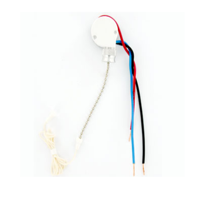 Leviton 1691-50 Pull chain switch, three speed - four position; 3A-250V AC, 6A-125V AC; With-push in wiring; No.6 chain 3 3/4 inches long.