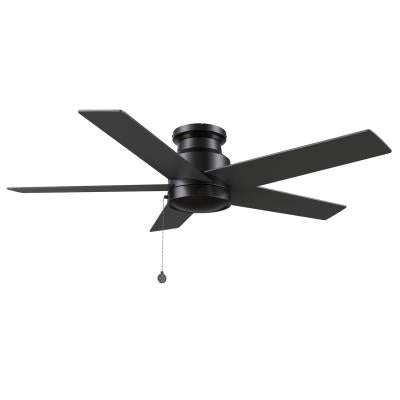 Carro USA CFP525E5-N10-B2-1-FM 52" 5-Blade Flush Mount Ceiling Fan with Pull Chain - Fixture Finish: Black - Blade Finish: Black
