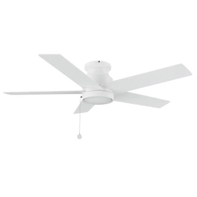 Carro USA CFP525E5-N10-W1-1-FM 52" 5-Blade Flush Mount Ceiling Fan with Pull Chain - Fixture Finish: White - Blade Finish: White