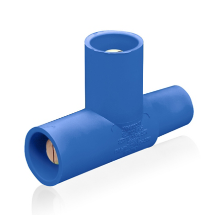 Leviton 16A21-UB 16 Series Taper Nose Cam-Type Paralleling 3-Way Tee Adapter, Female-Male-Male, 400 Amp Max , 600VAC/DC, Blue