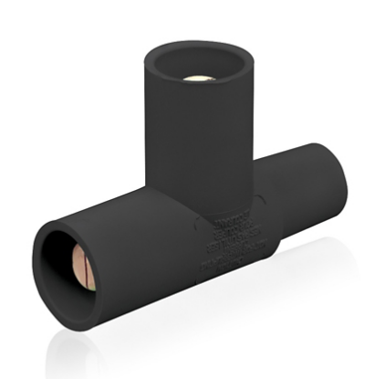 Leviton 16A21-UE 16 Series Taper Nose Cam-Type Paralleling 3-Way Tee Adapter, Female-Male-Male, 400 Amp Max , 600VAC/DC, Black