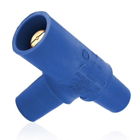 Leviton 16A22-UB 16 Series Taper Nose Cam-Type Tapping 3-Way Tee Adapter, Female-Female-Male, 400 Amp Max , 600VAC/DC, Blue